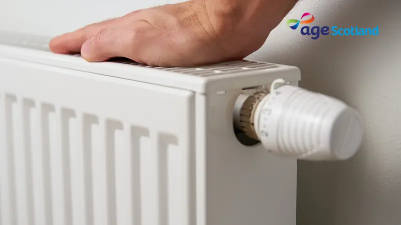 Heating hands on a radiator