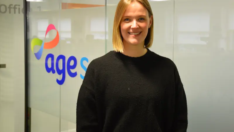 Anna Clements in the Age Scotland office