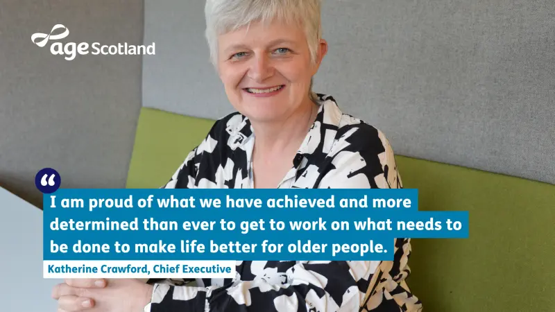 Katherine Crawford, Age Scotland's chief executive launches the charity's 2024 Impact Report